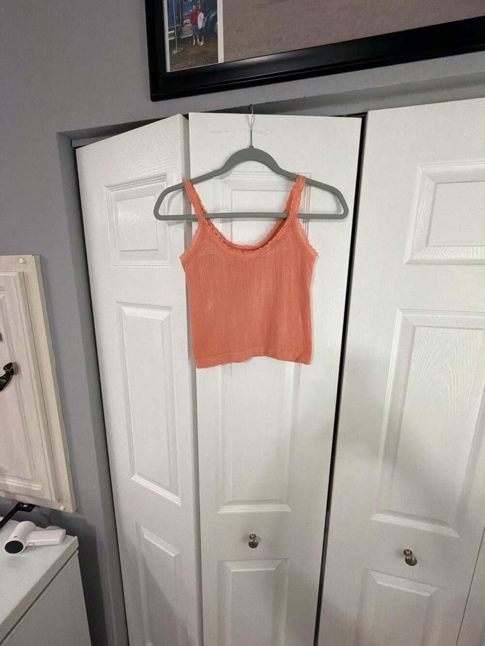 Vital Life VIL Coral Ribbed Lace Trim Tank Top